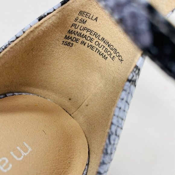 Madden Girls Womens Size 9.5M Beella High Heel Sandals in Blue Snakeskin S4 - Picture 7 of 8